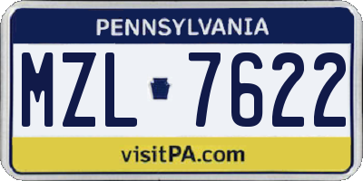 PA license plate MZL7622