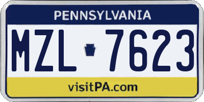PA license plate MZL7623