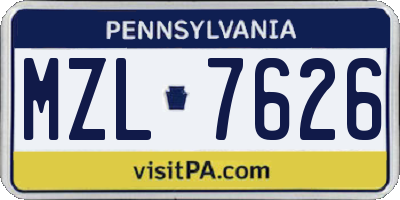 PA license plate MZL7626