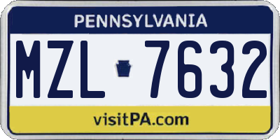 PA license plate MZL7632
