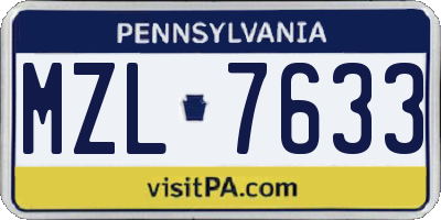 PA license plate MZL7633