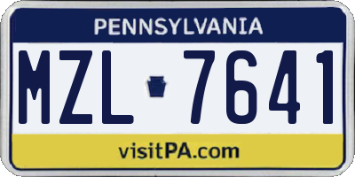 PA license plate MZL7641