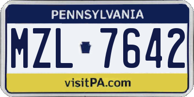 PA license plate MZL7642