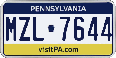 PA license plate MZL7644
