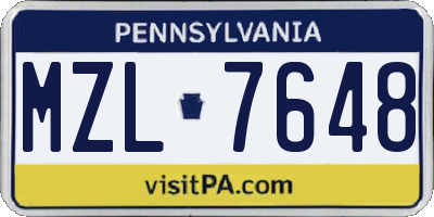 PA license plate MZL7648