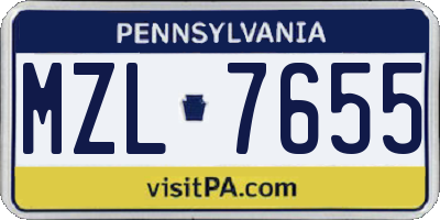PA license plate MZL7655