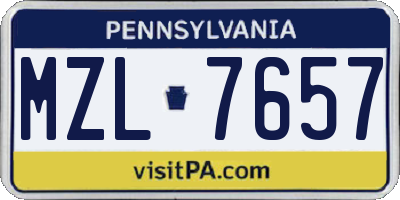 PA license plate MZL7657