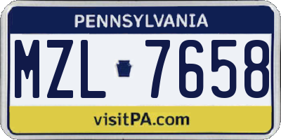 PA license plate MZL7658