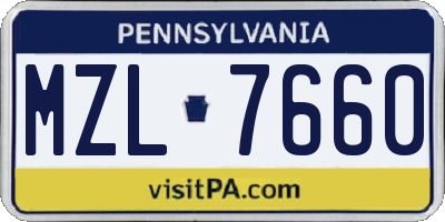PA license plate MZL7660