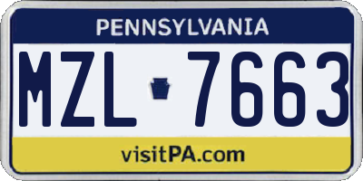 PA license plate MZL7663