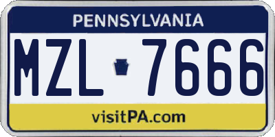 PA license plate MZL7666