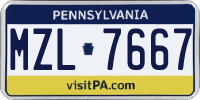 PA license plate MZL7667