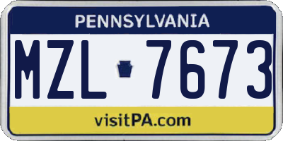 PA license plate MZL7673