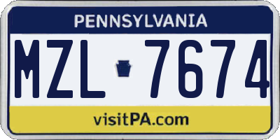 PA license plate MZL7674