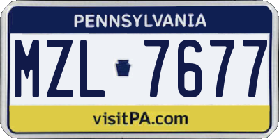 PA license plate MZL7677
