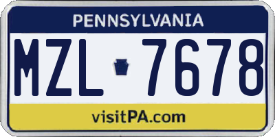 PA license plate MZL7678