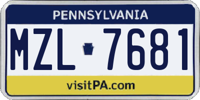 PA license plate MZL7681