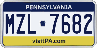 PA license plate MZL7682