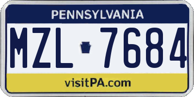 PA license plate MZL7684