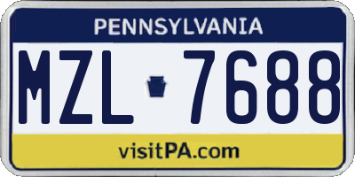 PA license plate MZL7688