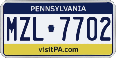PA license plate MZL7702