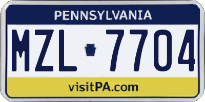 PA license plate MZL7704