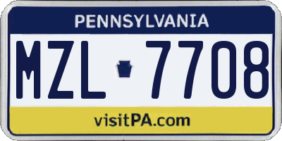 PA license plate MZL7708