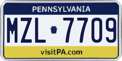 PA license plate MZL7709