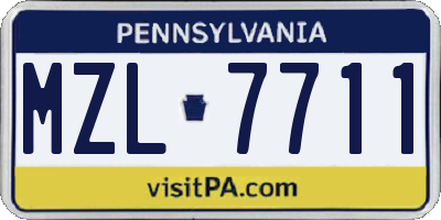 PA license plate MZL7711