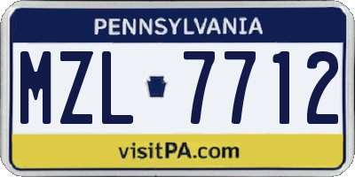 PA license plate MZL7712