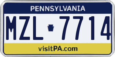 PA license plate MZL7714