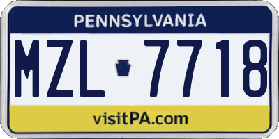 PA license plate MZL7718