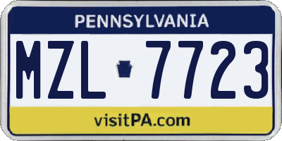 PA license plate MZL7723