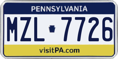 PA license plate MZL7726