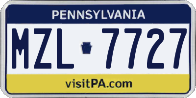 PA license plate MZL7727