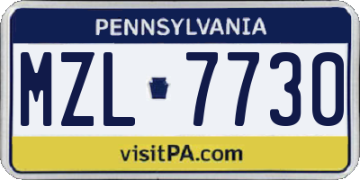 PA license plate MZL7730
