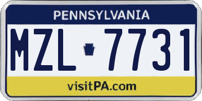 PA license plate MZL7731