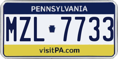 PA license plate MZL7733