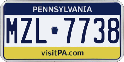 PA license plate MZL7738