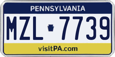 PA license plate MZL7739