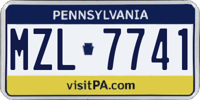 PA license plate MZL7741
