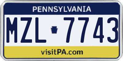 PA license plate MZL7743