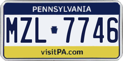 PA license plate MZL7746