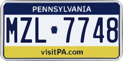 PA license plate MZL7748