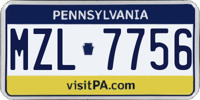 PA license plate MZL7756