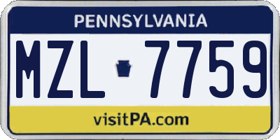 PA license plate MZL7759