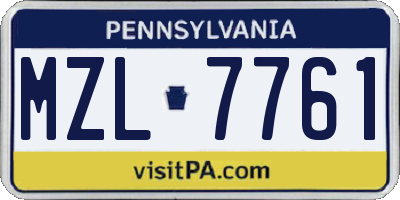 PA license plate MZL7761