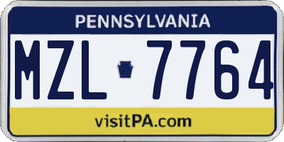 PA license plate MZL7764
