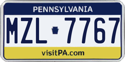 PA license plate MZL7767