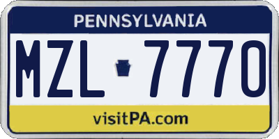 PA license plate MZL7770